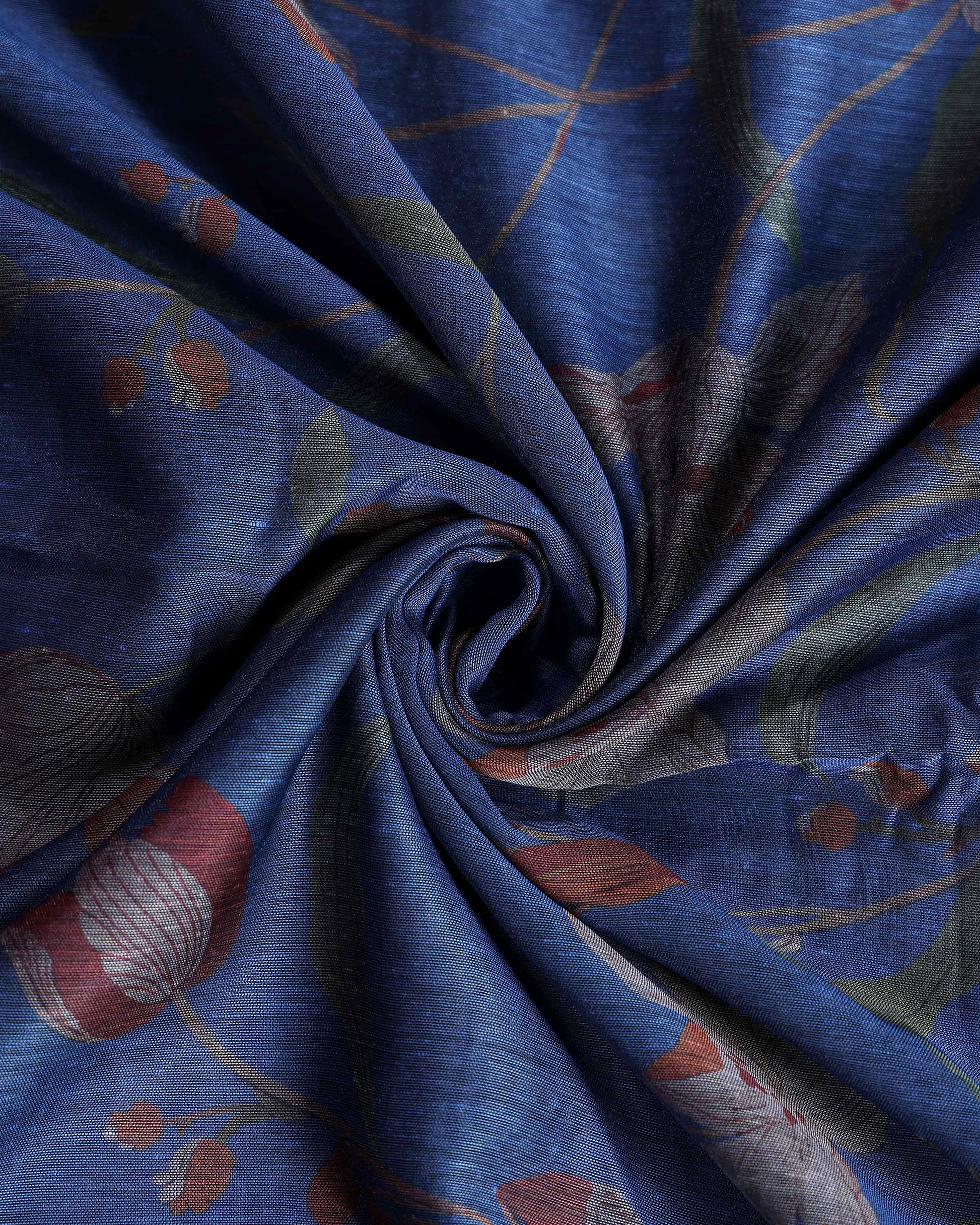 Elegant Semi Chanderi Saree with Woven Floral Butta Design and Contrast Zari Border -Close Up