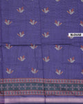 Elegant Semi Chanderi Saree with Woven Floral Butta Design and Contrast Zari Border -Purple -Blouse