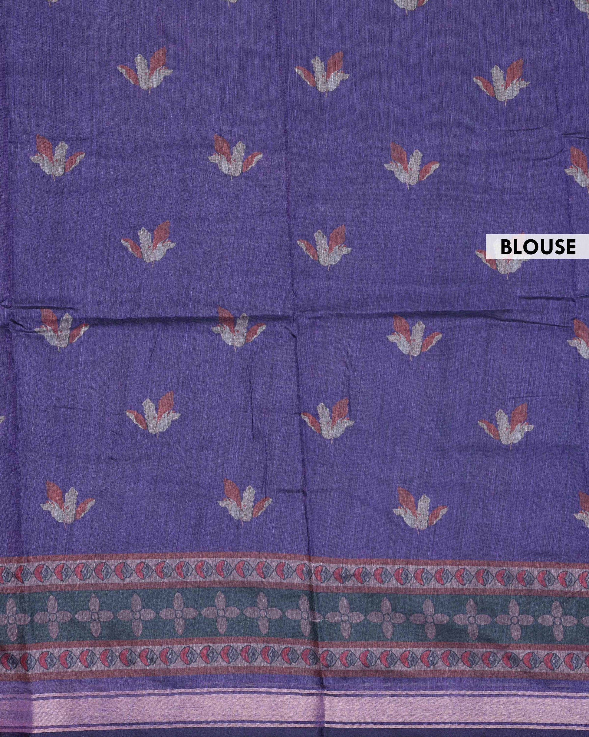 Elegant Semi Chanderi Saree with Woven Floral Butta Design and Contrast Zari Border -Purple -Blouse