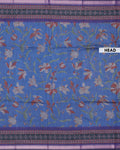 Elegant Semi Chanderi Saree with Woven Floral Butta Design and Contrast Zari Border - Blue-Head