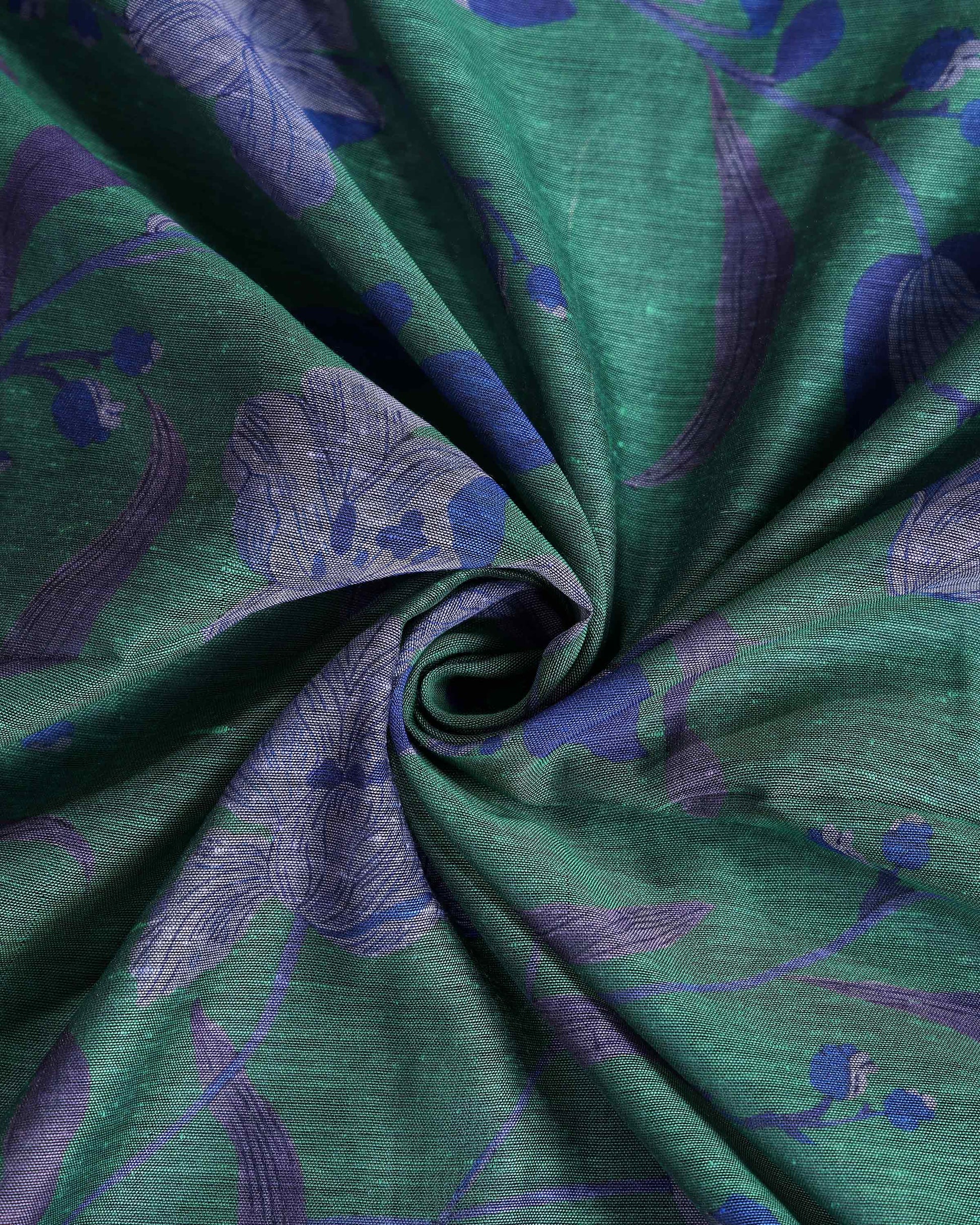 Elegant Semi Chanderi Saree with Woven Floral Butta Design and Contrast Zari Border - Close Up