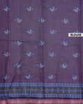 Elegant Semi Chanderi Saree with Woven Floral Butta Design and Contrast Zari Border - Purple-Blouse