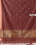 Elegant Semi Silk Cotton Saree Golden Zari Border and All-Over Thread Motifs - Brown
