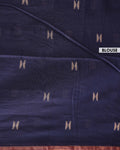 Elegant Semi Silk Cotton Saree Golden Zari Border and All-Over Thread Motifs - Navy Blue