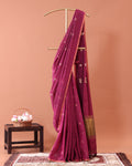 Elegant Semi Silk Cotton Saree Golden Zari Border and All-Over Thread Motifs - Onion Pink