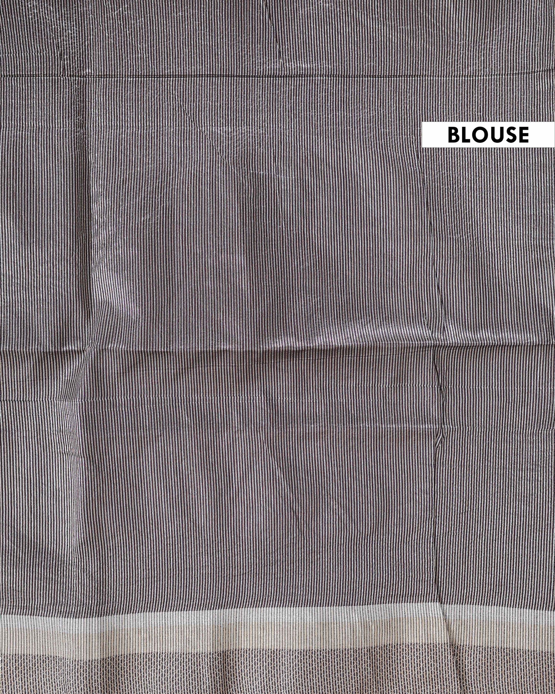 Elegant Semi Silk Saree with All-Over Zari Buttas and Woven Pallu - Dark Brown
