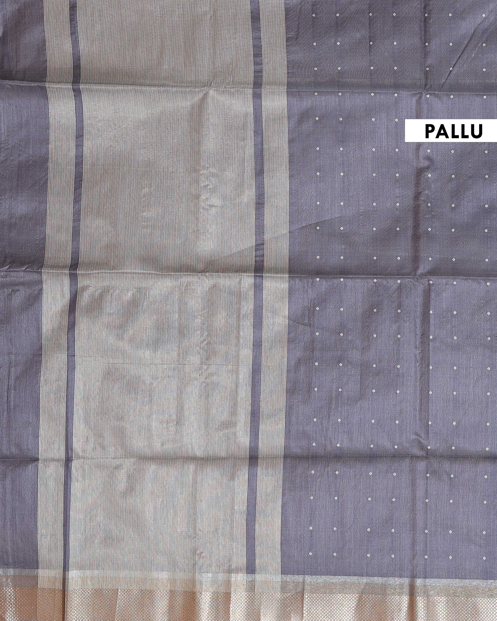Elegant Semi Silk Saree with All-Over Zari Buttas and Woven Pallu - Dark Grey