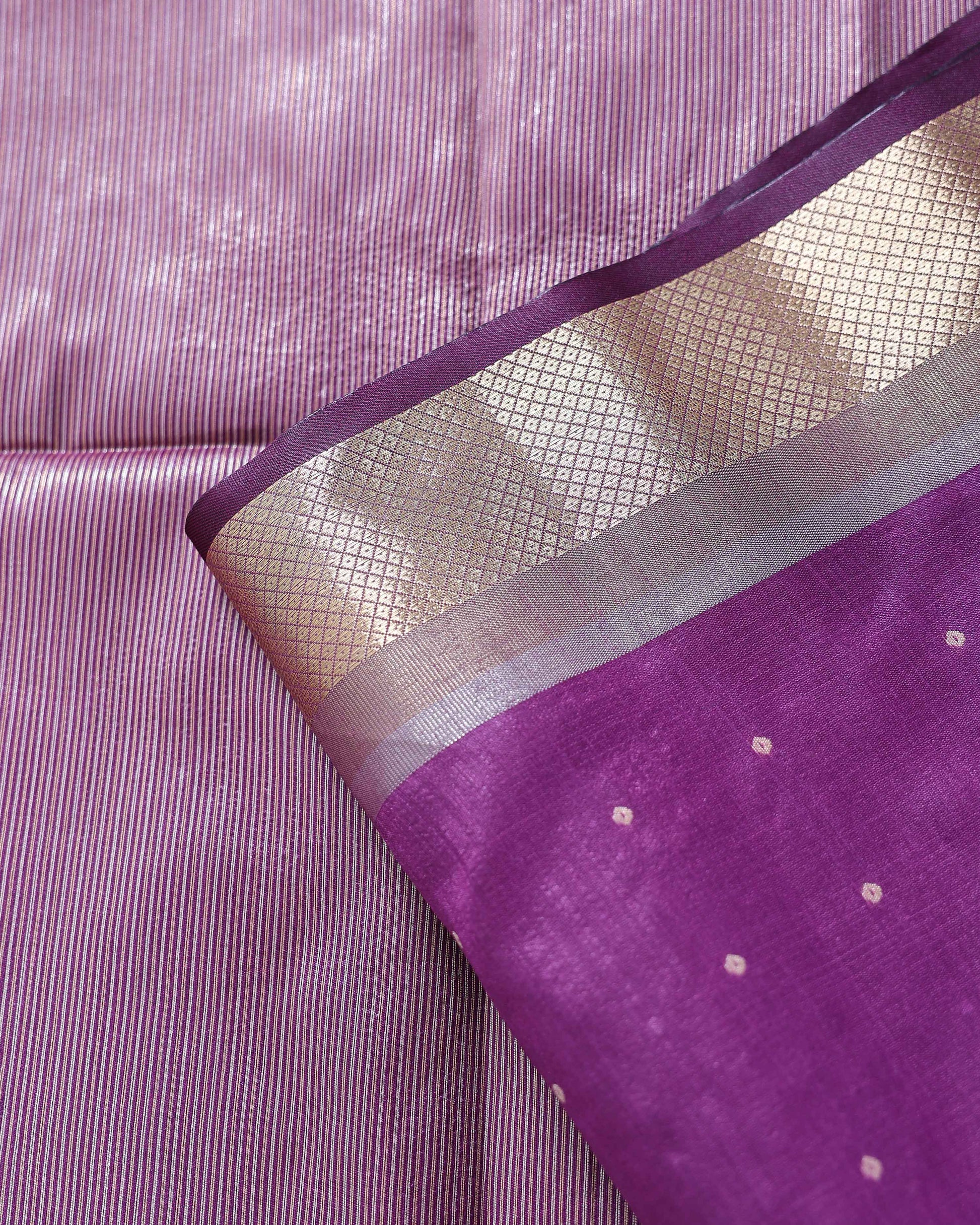 Elegant Semi Silk Saree with All-Over Zari Buttas and Woven Pallu - Purple