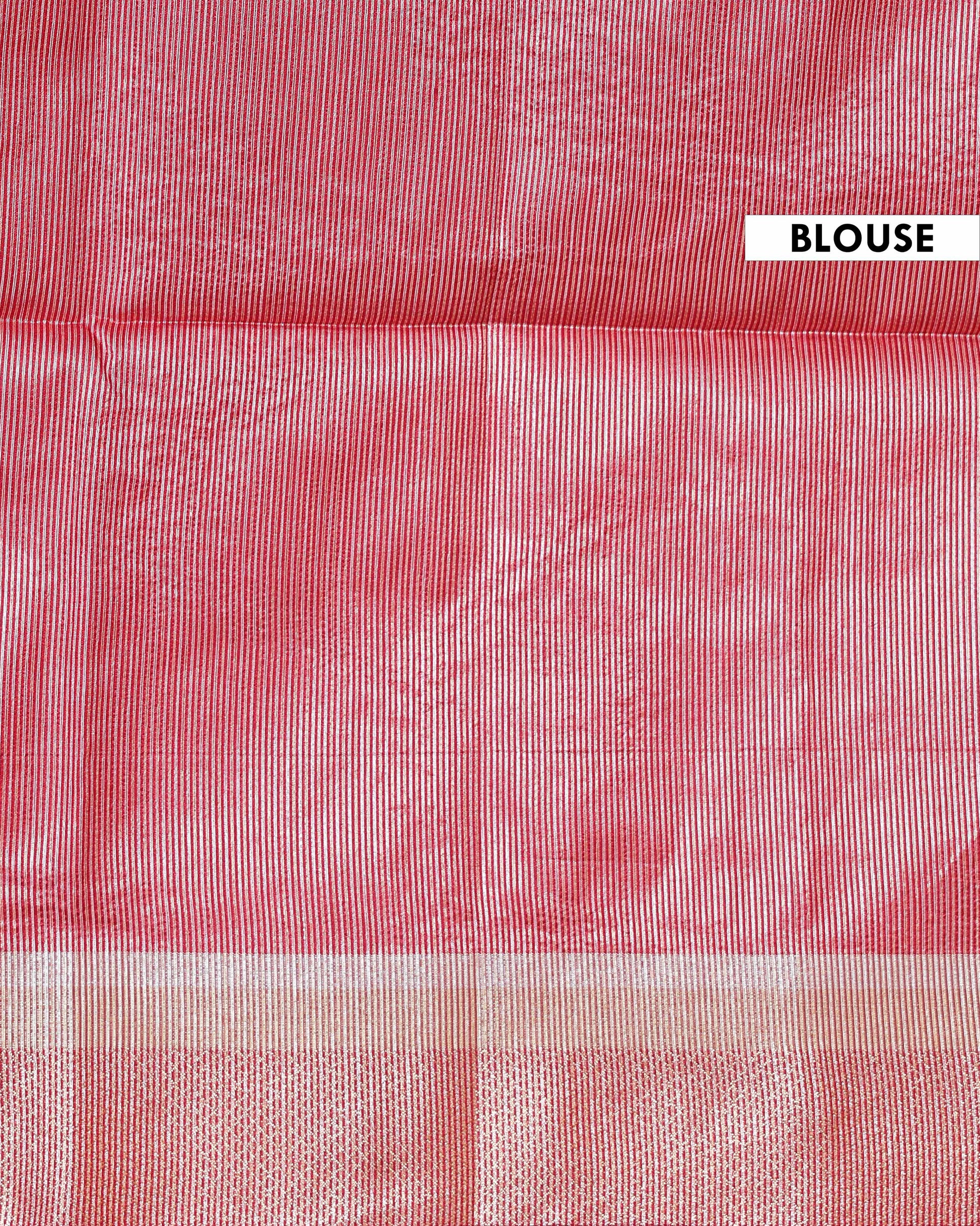 Elegant Semi Silk Saree with All-Over Zari Buttas and Woven Pallu - Red-bouse