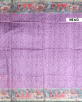 Elegant Semi Silk Saree with Intricate Diamond Pattern and Traditional Border - Lavender-Head