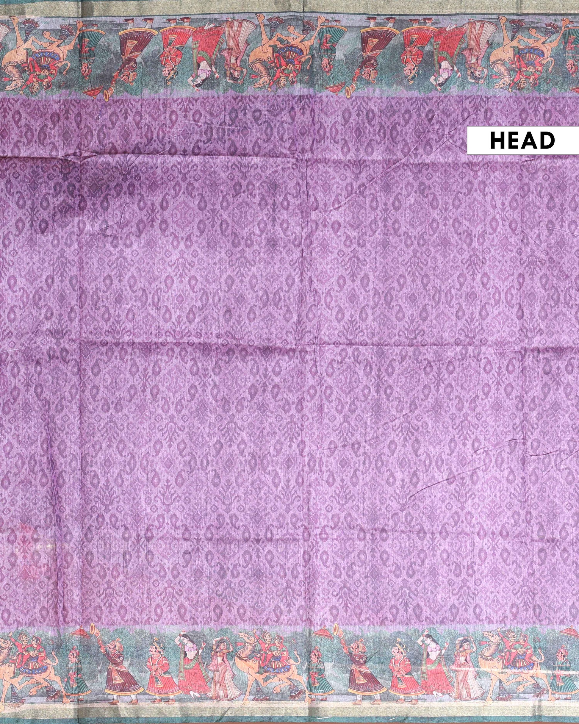 Elegant Semi Silk Saree with Intricate Diamond Pattern and Traditional Border - Lavender-Head