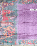 Elegant Semi Silk Saree with Intricate Diamond Pattern and Traditional Border - Lavender-Pallu