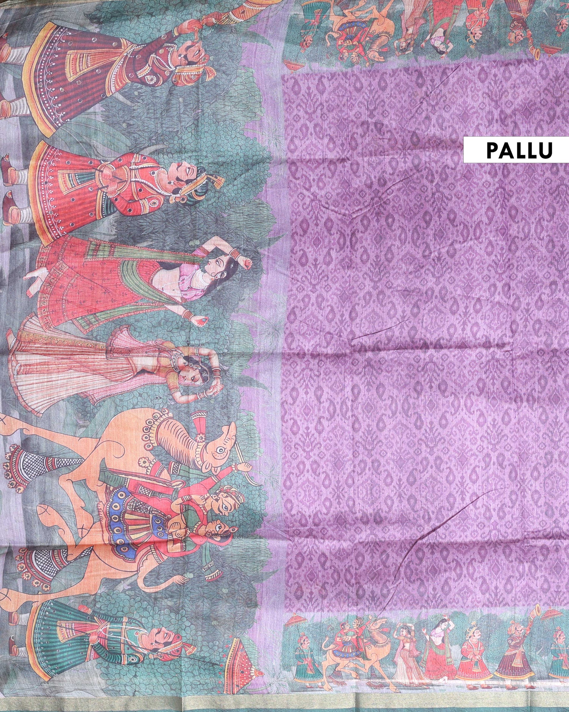 Elegant Semi Silk Saree with Intricate Diamond Pattern and Traditional Border - Lavender-Pallu