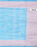 Elegant Semi Tussar Floral Embroided Saree with a Classic Self Floral Border - Blue-Pallu