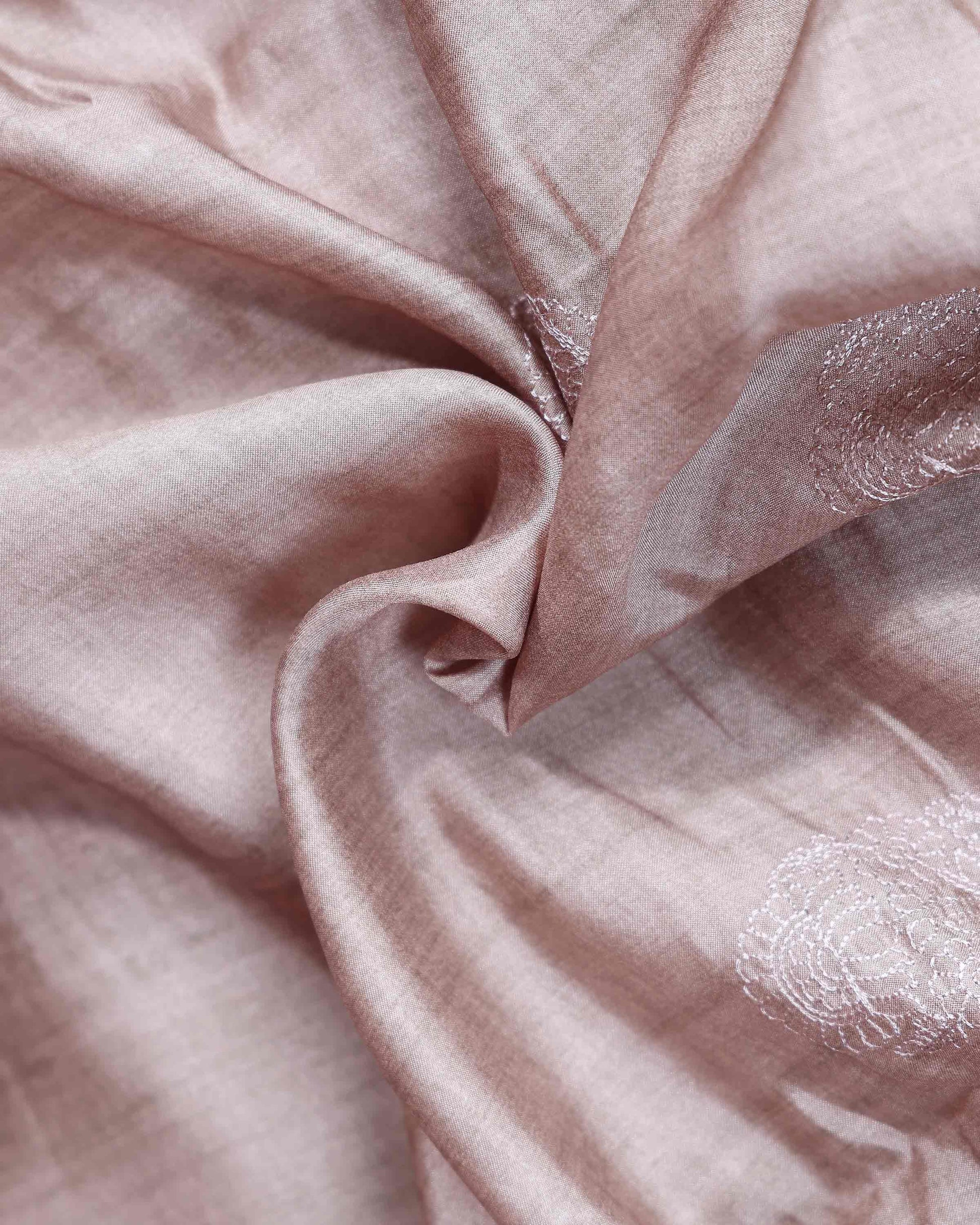 Elegant Semi Tussar Floral Embroided Saree with a Classic Self Floral Border - Brown-Close Up