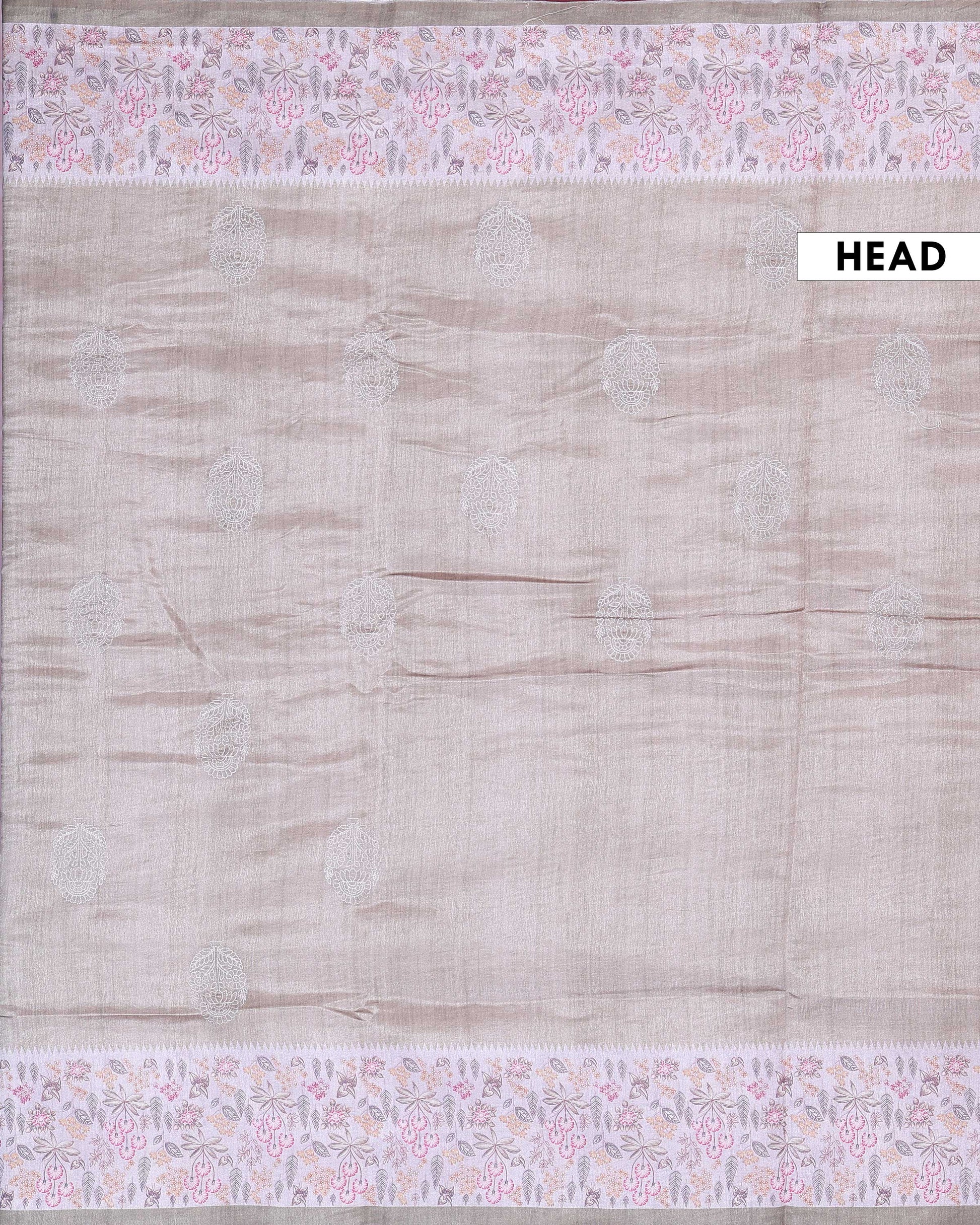 Elegant Semi Tussar Floral Embroided Saree with a Classic Self Floral Border - Brown-Head