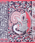 Elegant Semi Tussar Kalamkari Inspired Knot Work Saree with a Classic Self Border - Black-Pallu