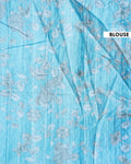 Elegant Semi Tussar Kalamkari Inspired Knot Work Saree with a Classic Self Border - Blue-Blouse
