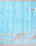 Elegant Semi Tussar Kalamkari Inspired Knot Work Saree with a Classic Self Border - Blue-Head