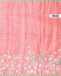 Elegant Semi Tussar Kalamkari Inspired Knot Work Saree with a Classic Self Border - Peach-Head
