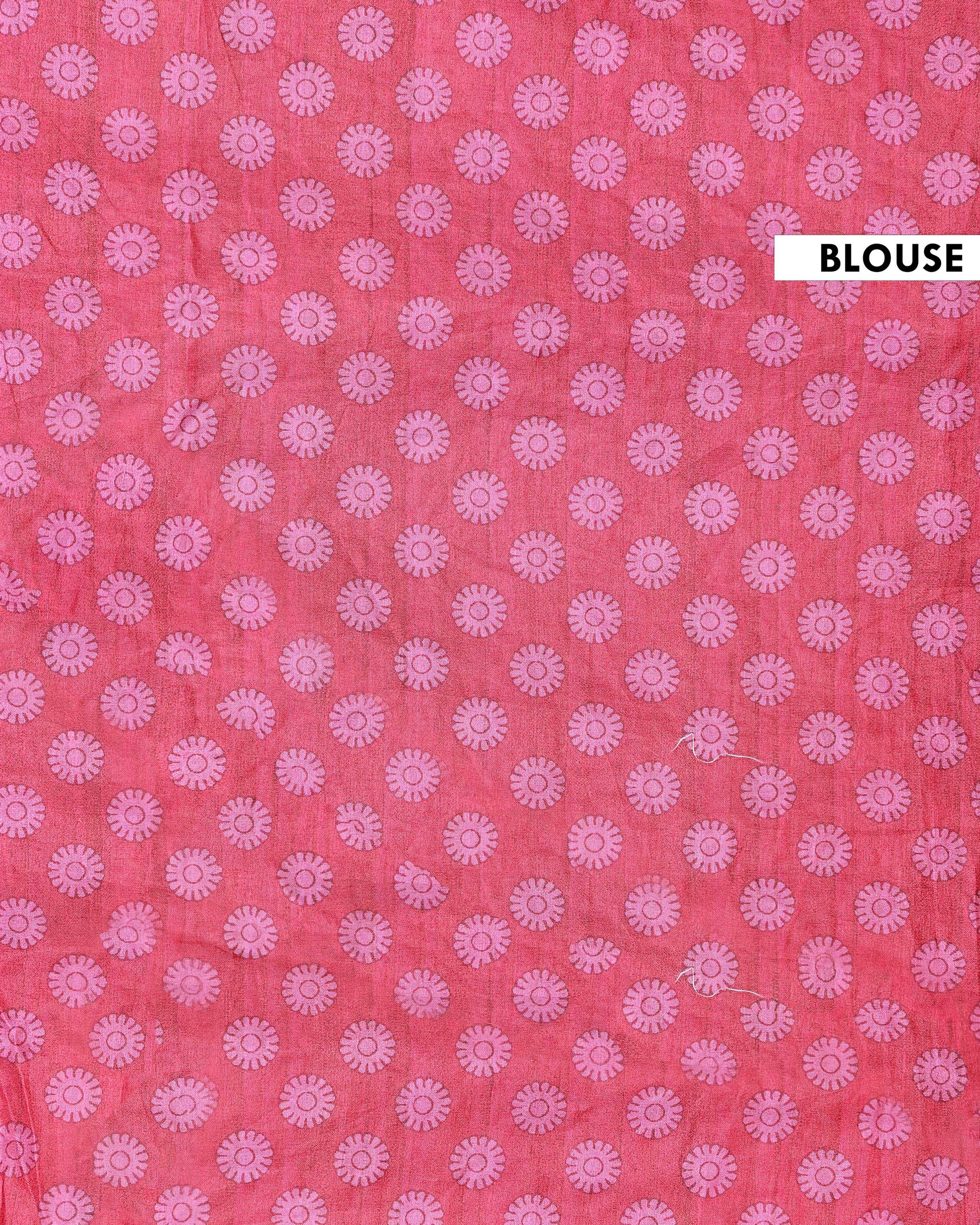 Elegant Semi Tussar Kalamkari Inspired Knot Work Saree with a Classic Self Border - Red-Blouse