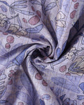 Elegant Semi Tussar Saree with Abstract Floral Print and Classic Woven Border - Blue-Close Up