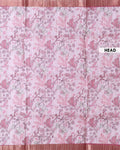 Elegant Semi Tussar Saree with Abstract Floral Print and Classic Woven Border - Pink-Head