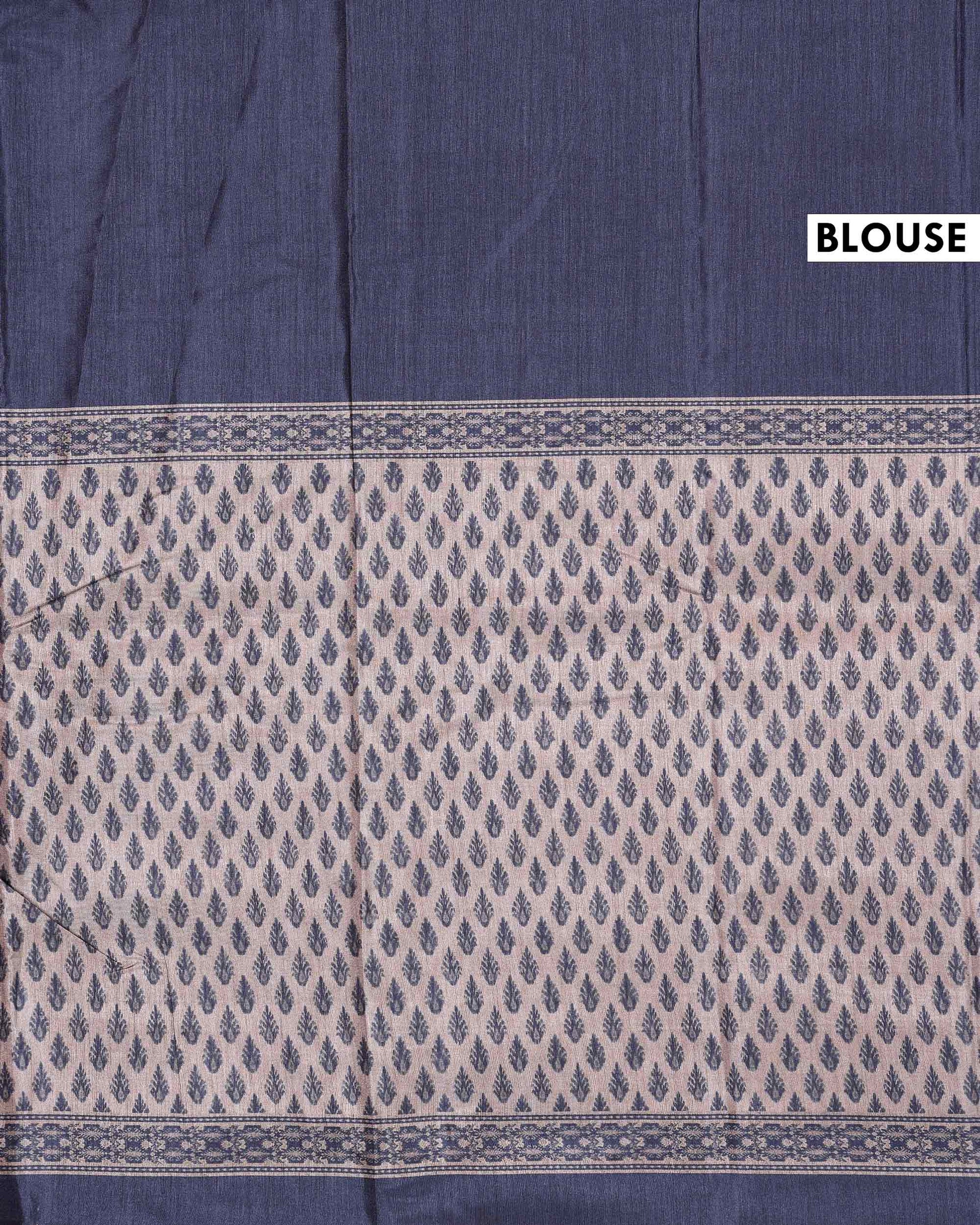 Elegant Semi Tussar Saree with Abstract Woven Pattern and Intricate Traditional Ethnic Border - Multi-Blouse
