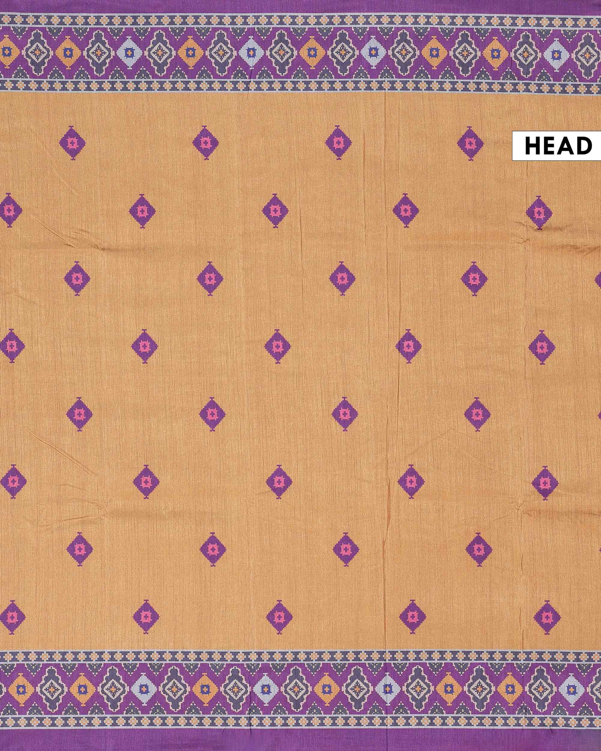 Elegant Semi Tussar Saree with All Over Traditional Butta Motifs and Woven Ethnic Border  - Mustard-Head