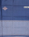 Elegant Semi Tussar Saree with Allover Geometric Buti Motifs and Intricately Woven Traditional Border - Grey-Blouse