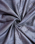 Elegant Semi Tussar Saree with Allover Geometric Buti Motifs and Intricately Woven Traditional Border - Grey-Close Up