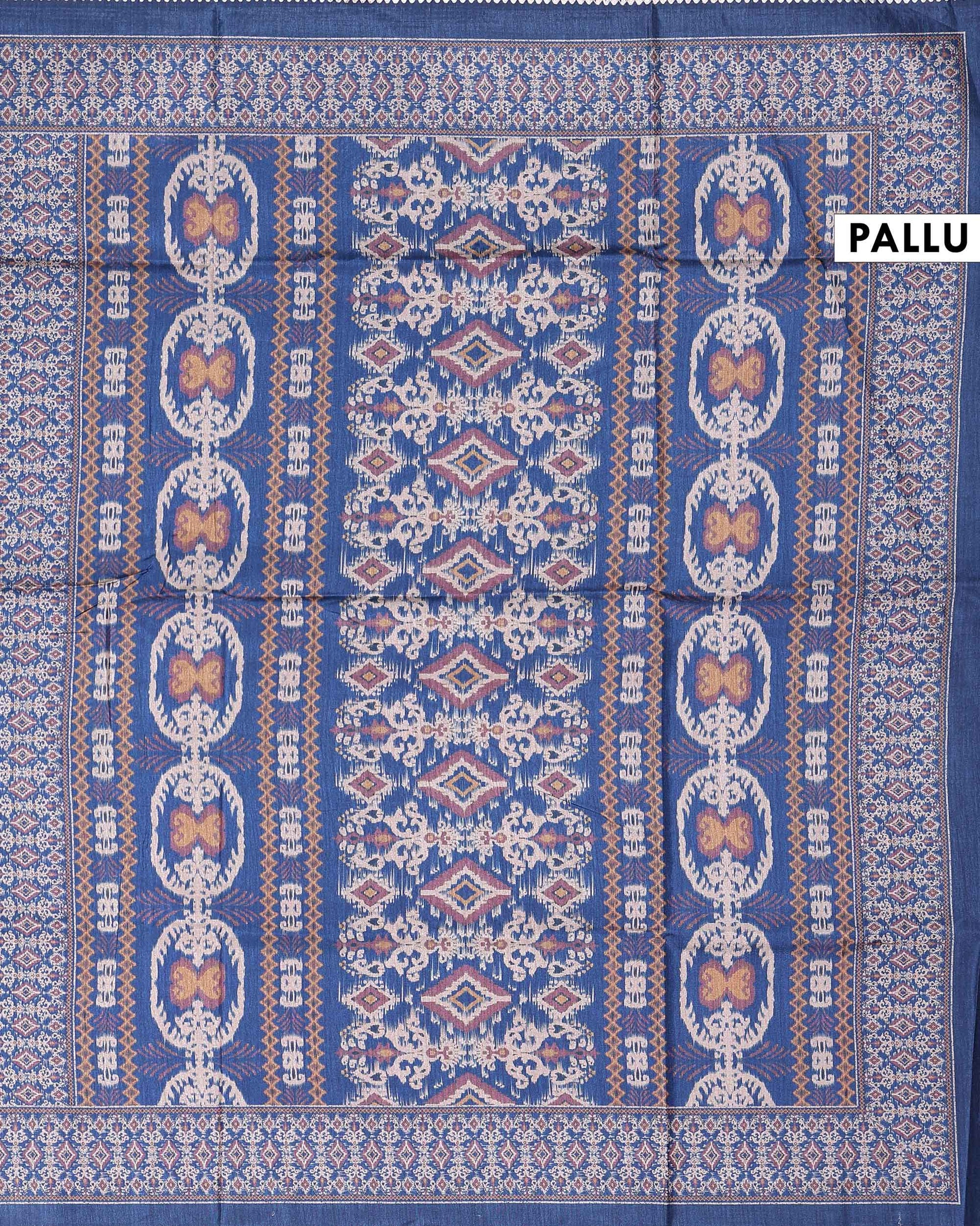 Elegant Semi Tussar Saree with Allover Geometric Buti Motifs and Intricately Woven Traditional Border - Grey-Pallu