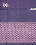 Elegant Semi Tussar Saree with Diagonal Striped Textured Body and Intricately Woven Traditional Ethnic Border - Blue -Blouse