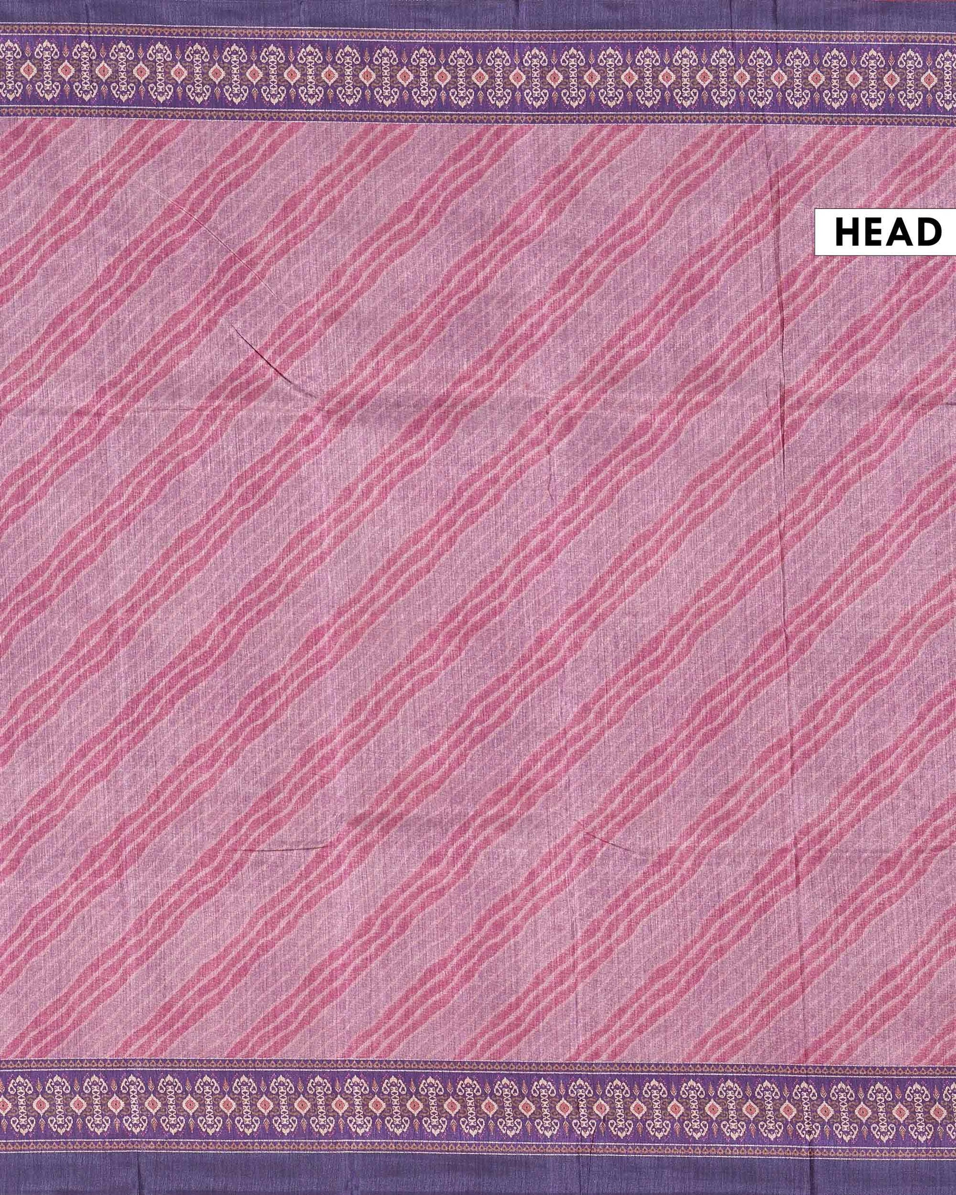 Elegant Semi Tussar Saree with Diagonal Striped Textured Body and Intricately Woven Traditional Ethnic Border - Multi-Head