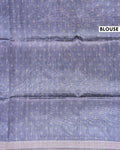 Elegant Semi Tussar Saree with Diagonal Thread Work and Traditional Animal Motif Woven Border - Blue-Blouse