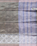 Elegant Semi Tussar Saree with Diagonal Thread Work and Traditional Animal Motif Woven Border - Olive Green-Pallu