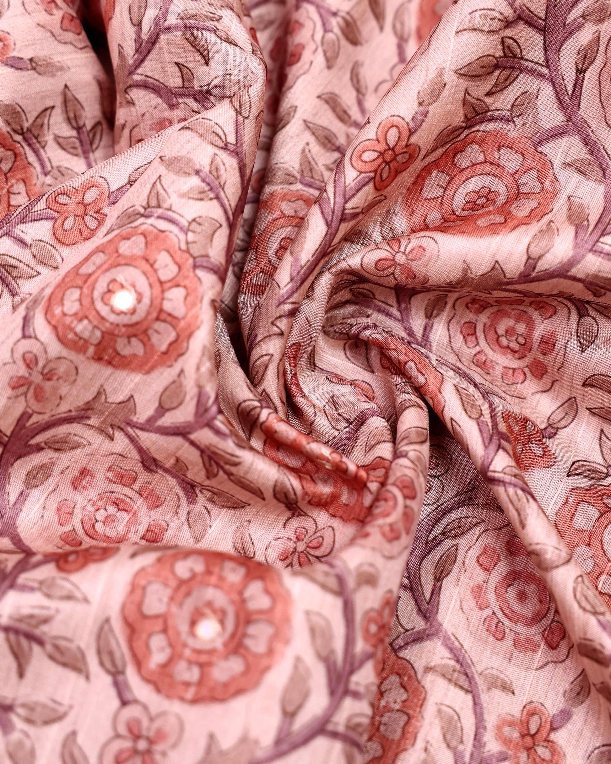 Elegant Semi Tussar Saree with Floral Inspired Motifs and Subtle Woven Border - Cream-Close Up