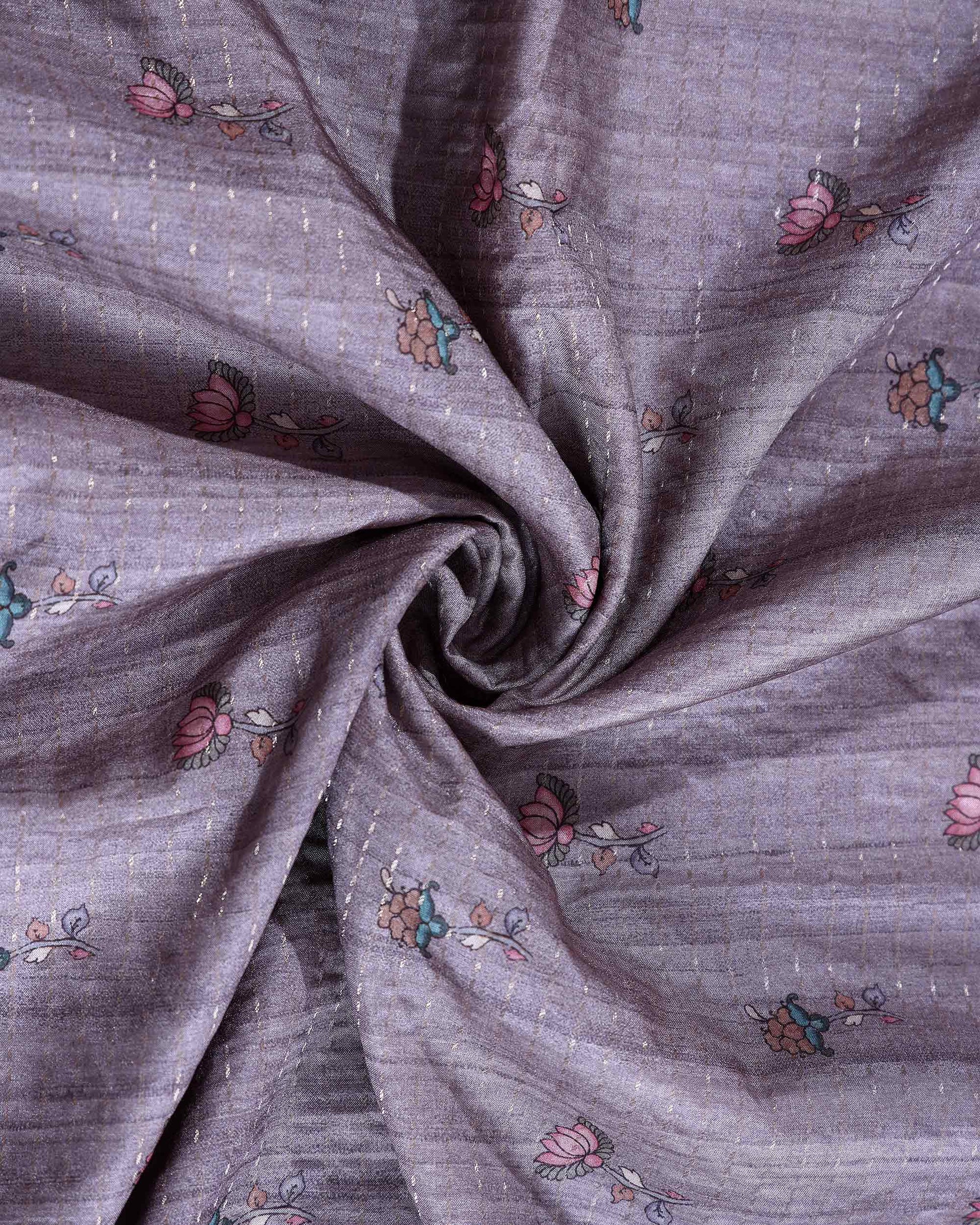 Elegant Semi Tussar Saree with Floral Motifs Textured Weave Body and Subtle Contrast Border - Close Up