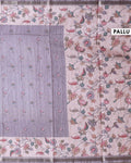 Elegant Semi Tussar Saree with Floral Motifs Textured Weave Body and Subtle Contrast Border - Pastel Purple-Pallu