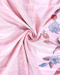 Elegant Semi Tussar Saree with Floral Printed Body and a Subtle Border - Baby Pink-Close Up