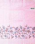 Elegant Semi Tussar Saree with Floral Printed Body and a Subtle Border - Baby Pink-Head