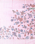 Elegant Semi Tussar Saree with Floral Printed Body and a Subtle Border - Baby Pink-Pallu