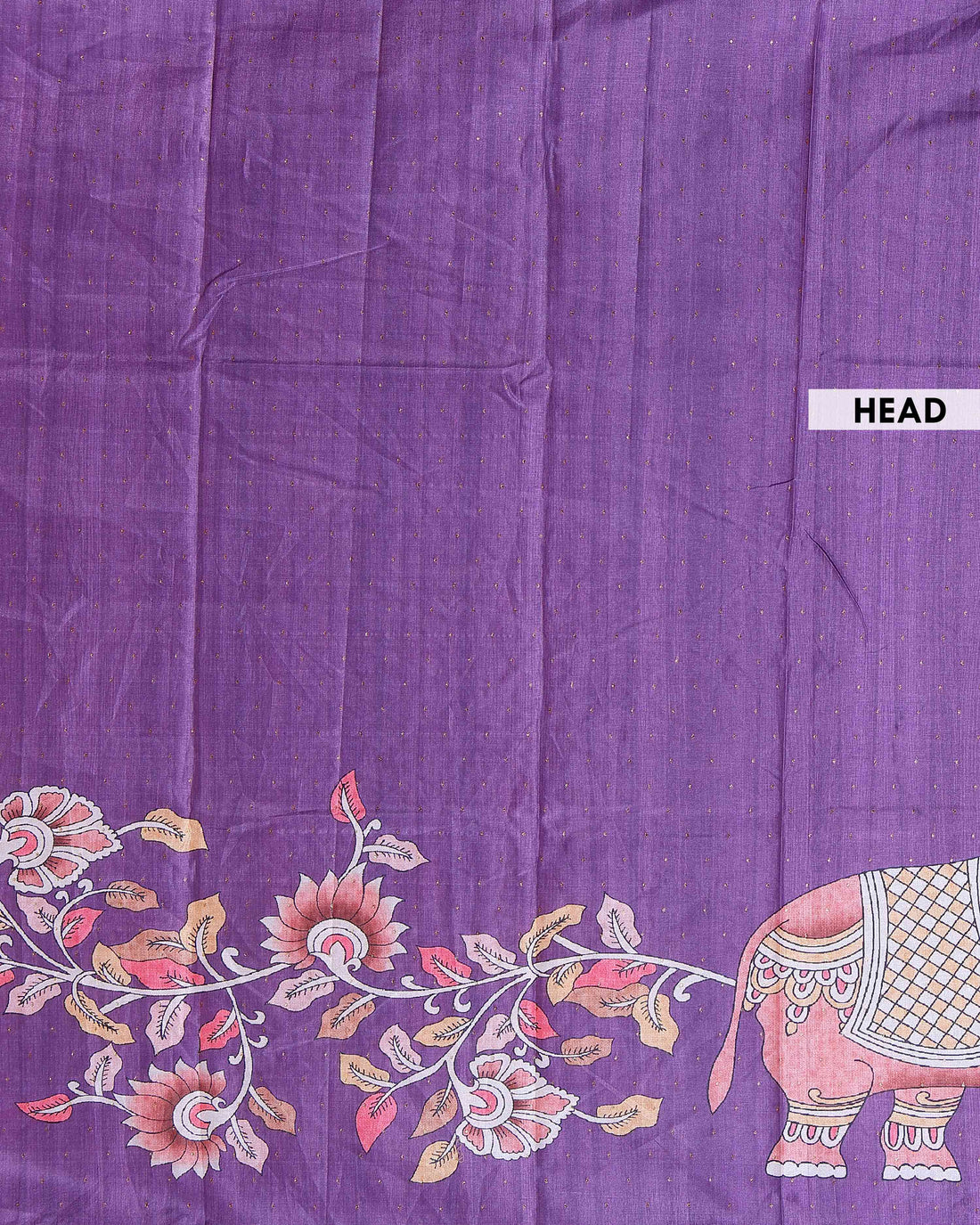 Elegant Semi Tussar Saree with Hand-Painted Elephant and Floral Motifs - Purple