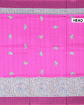 Elegant Semi Tussar Saree with Intricate Fish Motifs and Traditional Figurative Floral Border - Rani Pink-Head