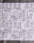 Elegant Semi Tussar Saree with Intricate Line Art Print and Classic Woven Border - Off White-Head