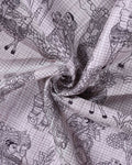 Elegant Semi Tussar Saree with Intricate Line Art Print and Classic Woven Border - Off White -Close Up