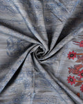 Elegant Semi Tussar Saree with Jaal Inspired Motifs and Zari Woven Border - Blue-Close Up