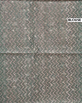 Elegant Semi Tussar Saree with Kalamkari Inspired Floral Motifs Chevron Patterned Body and Woven Border - Green-Blouse