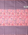 Elegant Semi Tussar Saree with Kalamkari Inspired Floral Motifs Chevron Patterned Body and Woven Border - Pink-Head