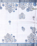Elegant Semi Tussar Saree with Minimal Floral Motif Print and Contrast Border - Cream-Pallu